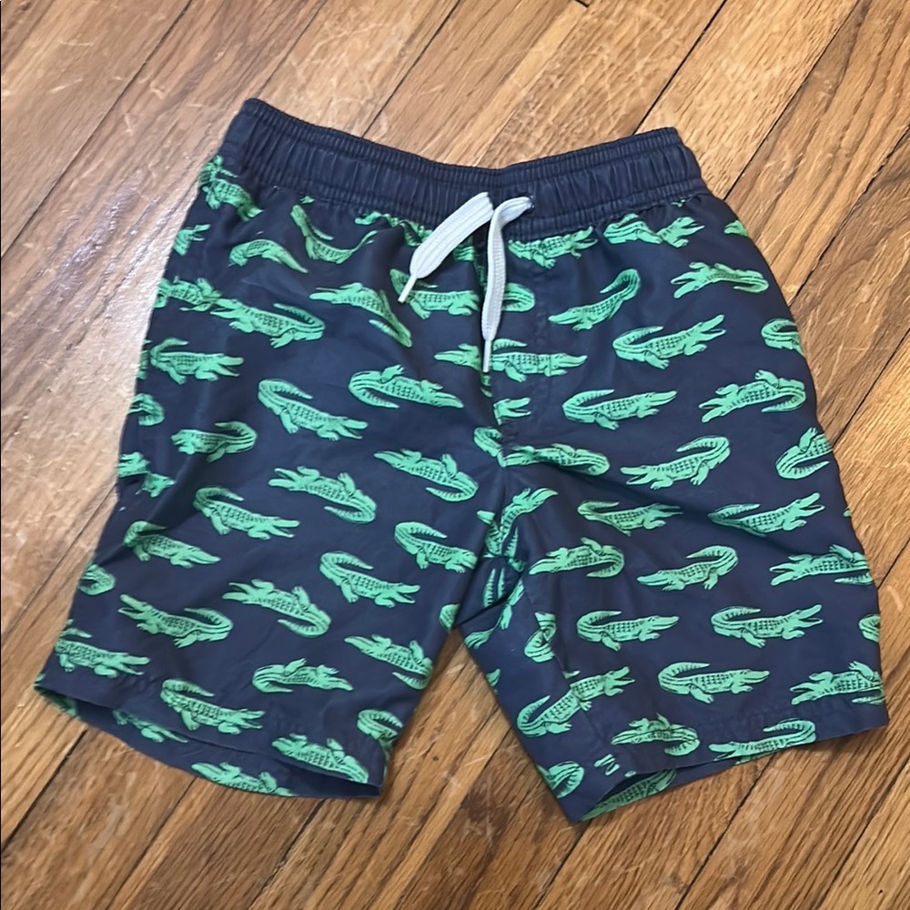 Crocodile Print Kids Swim Trunks - Navy and Green